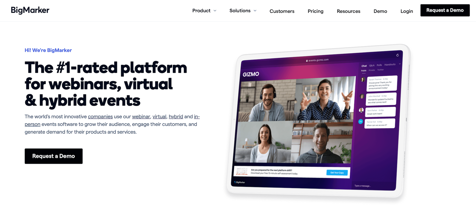 BigMarker homepage: The #1-rated platform for webinars