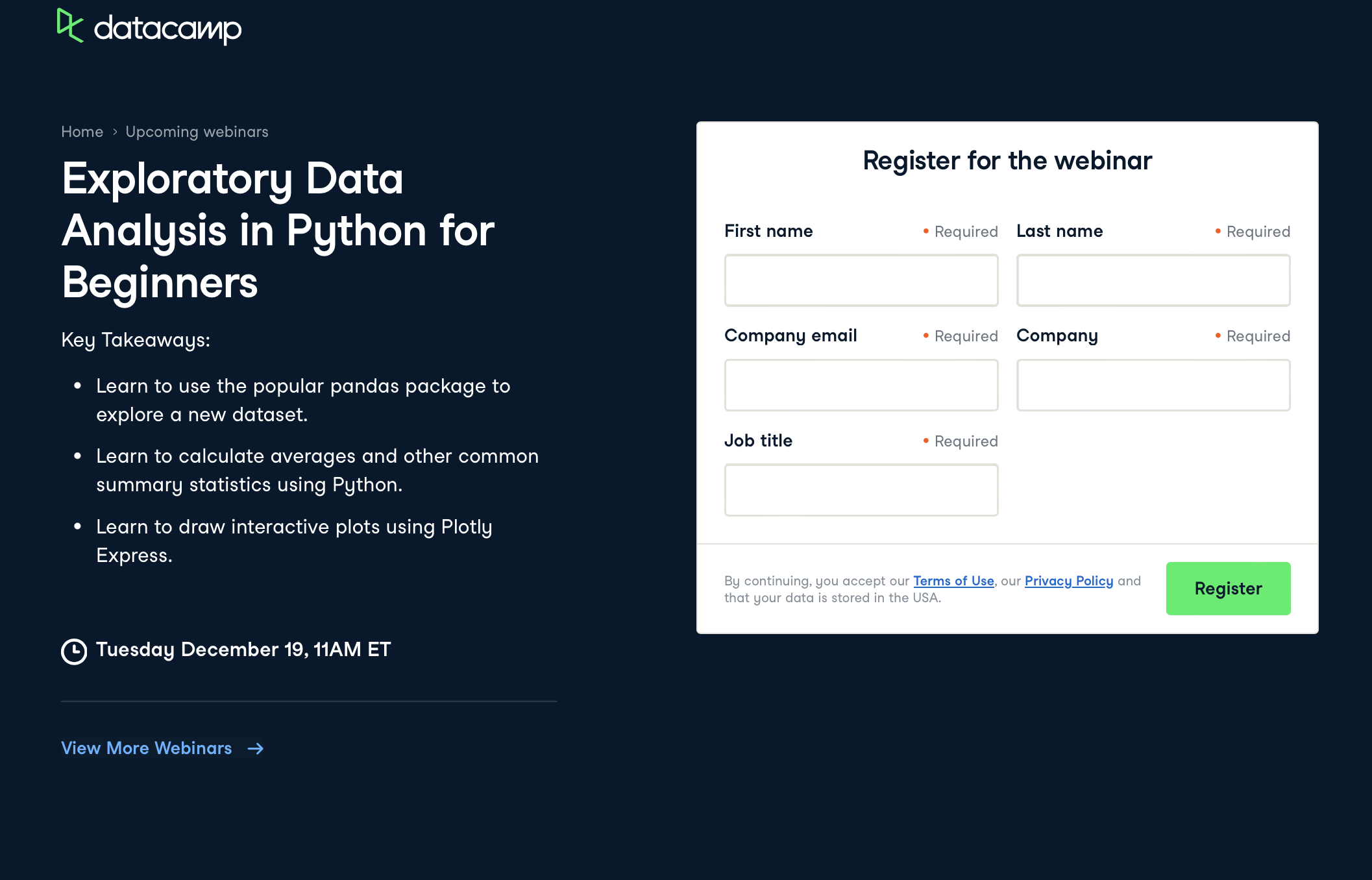 DataCamp-webinar-landing-page