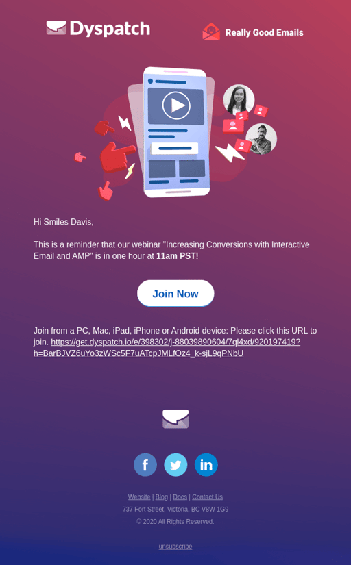 Third reminder email from Dyspatch 