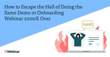 Woman presenting a webinar swearing with flames behind her