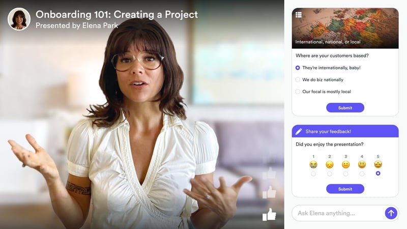 Woman hosting an automated webinar with eWebinar