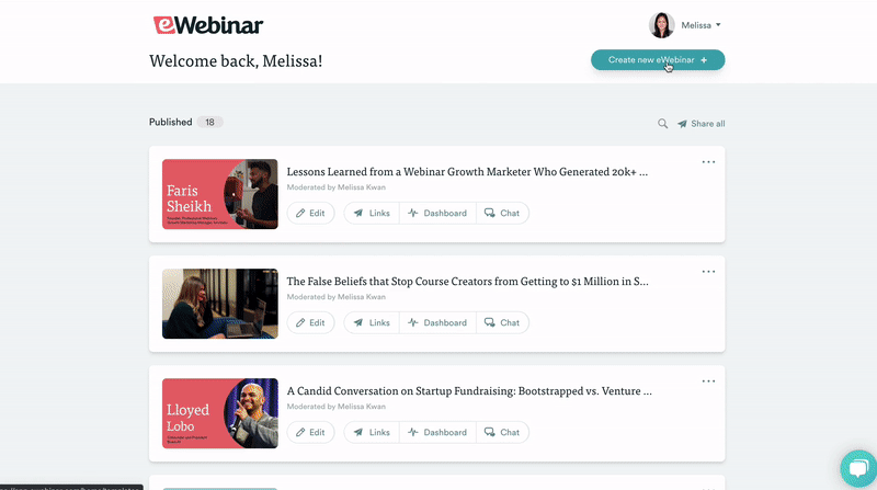 Gif of creating an eWebinar from the Profitable Webinar Template