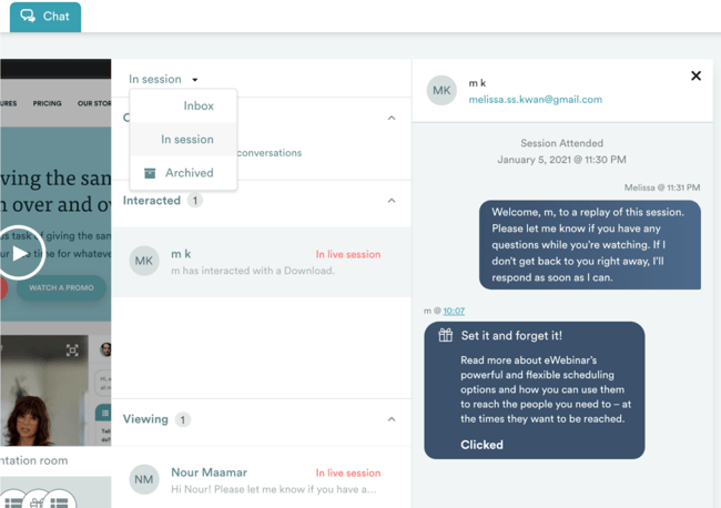 Filtre de chat en cours de session