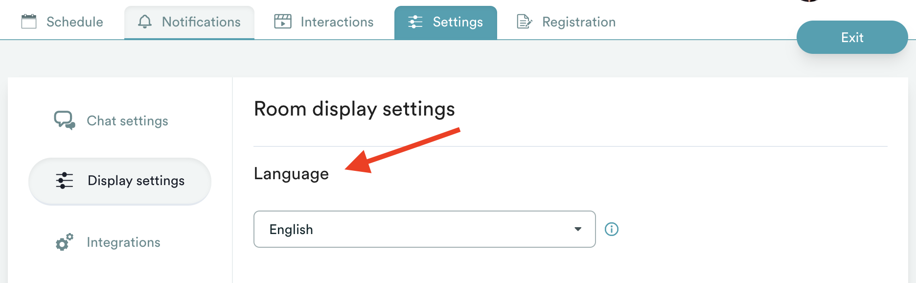 la fonction de langue dans le menu des paramètres
