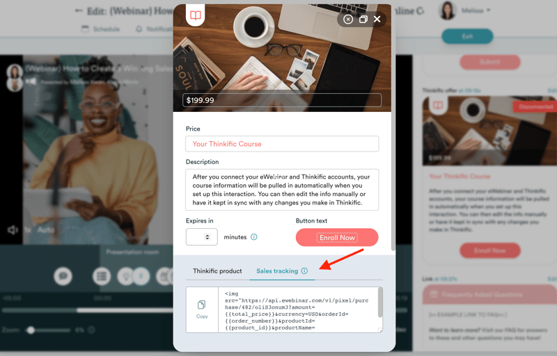 code de suivi des ventes dans la carte d'offre spéciale