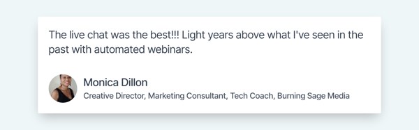 Review by Monica Dillon on live chat