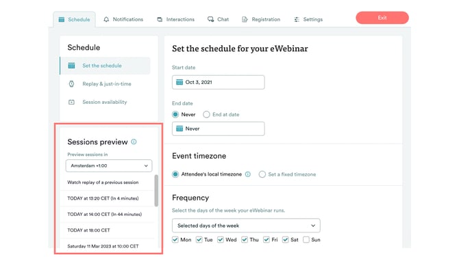 Test Webinar Sessions preview
