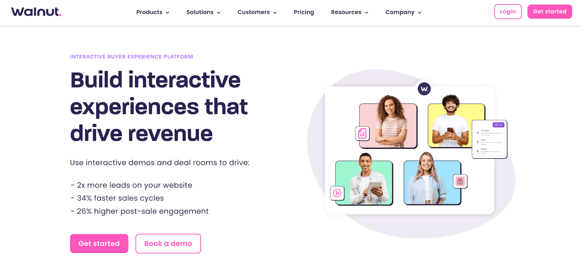 Walnut homepage: Build interactive experiences that drive revenue