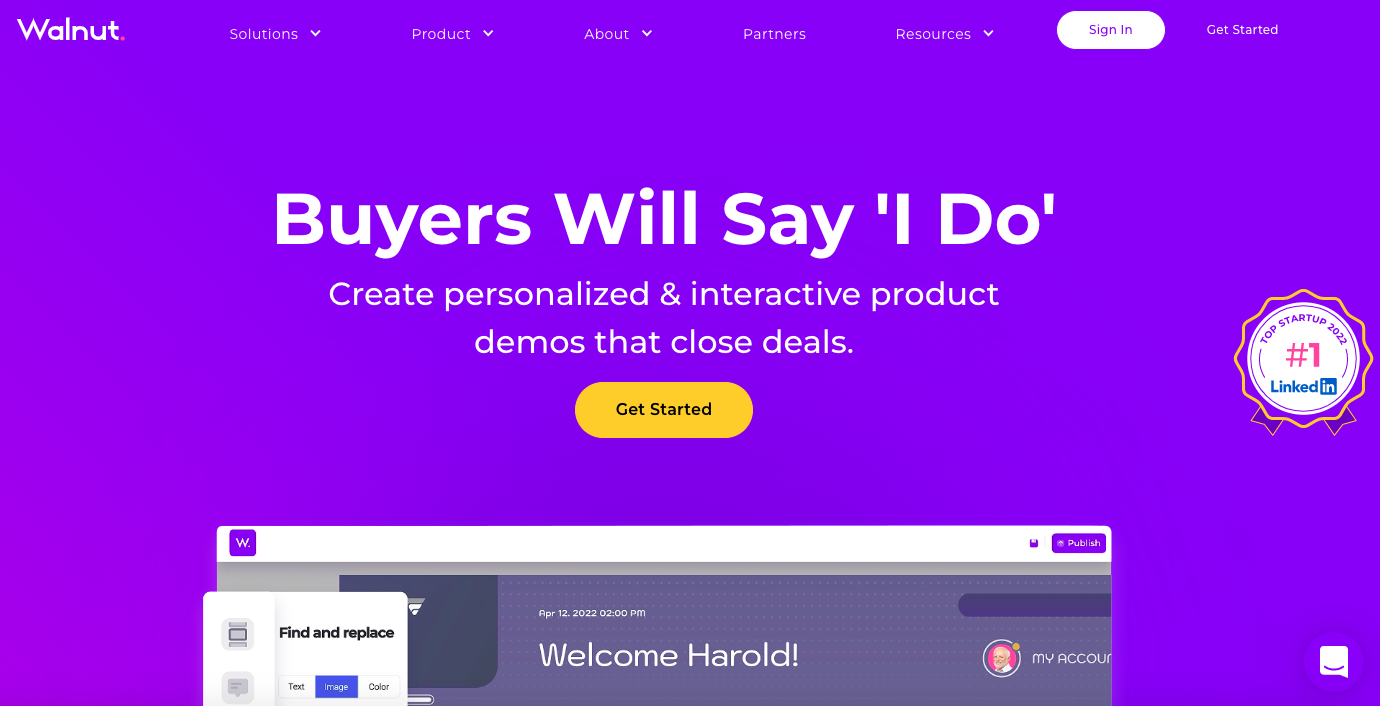 Capture d'écran de la page produit Walnut 