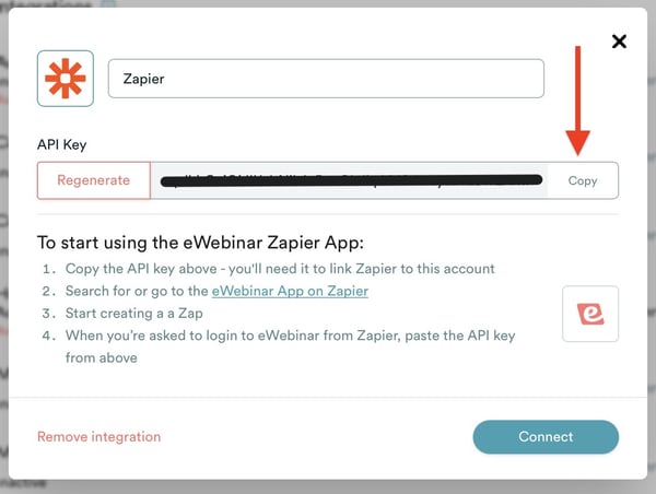 Zapier dialog censored