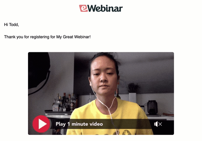 Animated give of video inserted in email