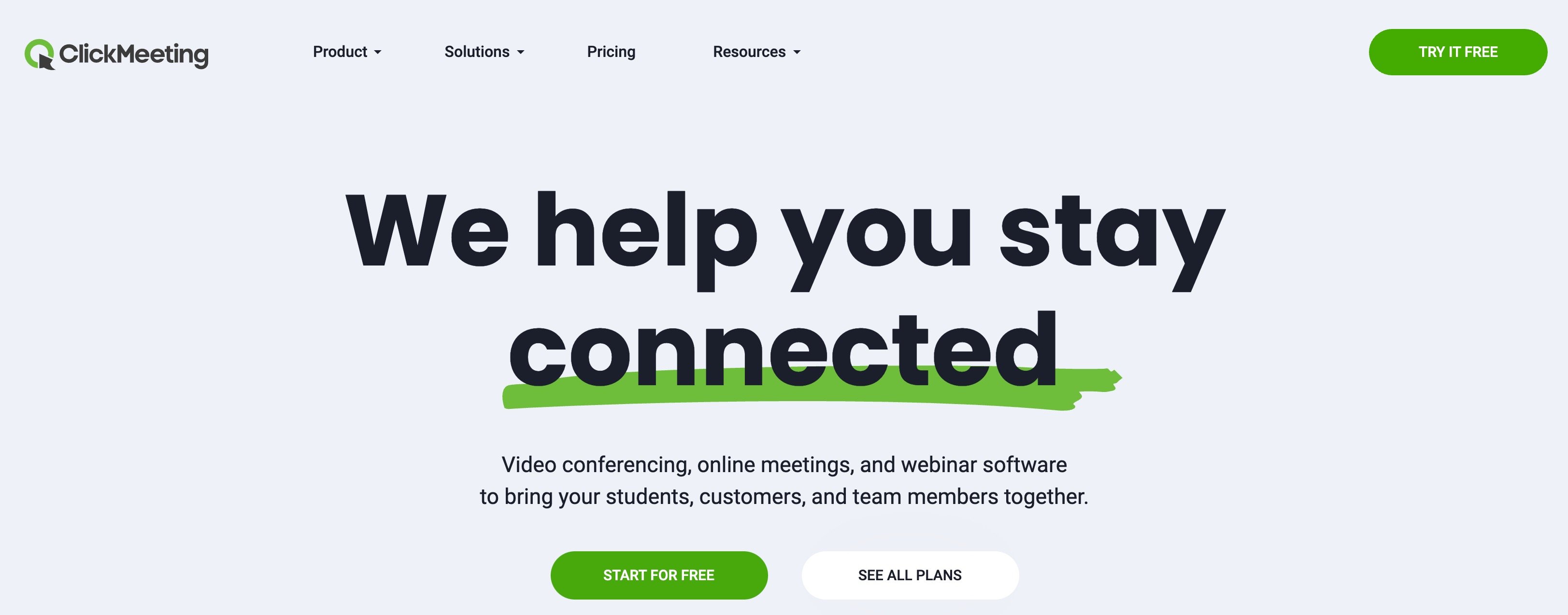 ClickMeeting homepage