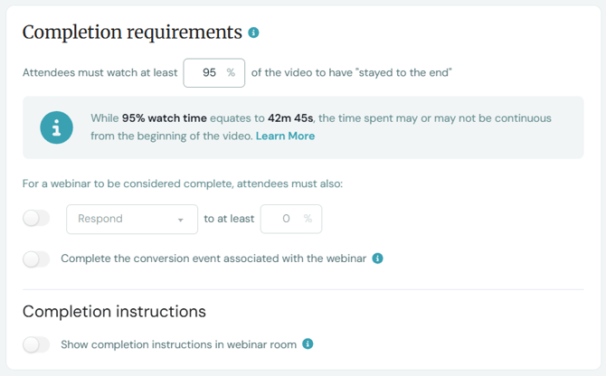 completion requirements updated