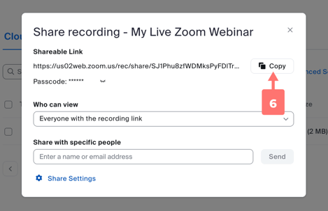 copiar enlace de grabación (paso 6)
