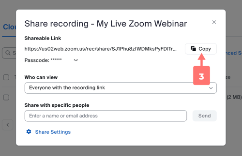 copiar enlace de grabación