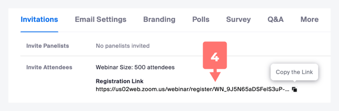 copiar el enlace de la página de inscripción