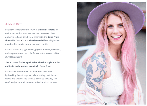 Example of a course creator’s bio