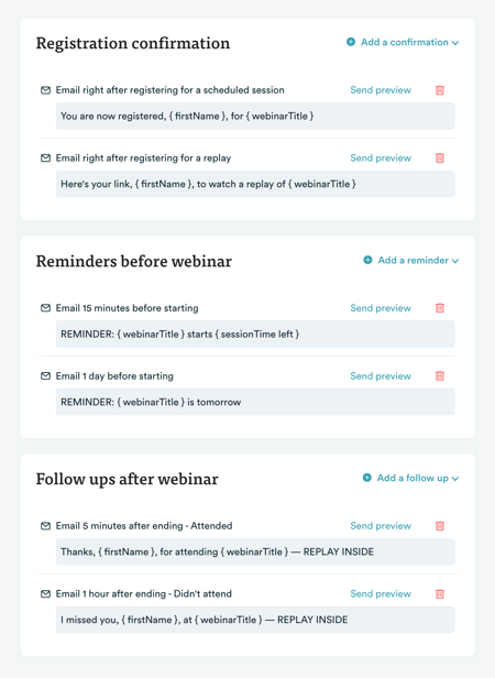 default email notifications
