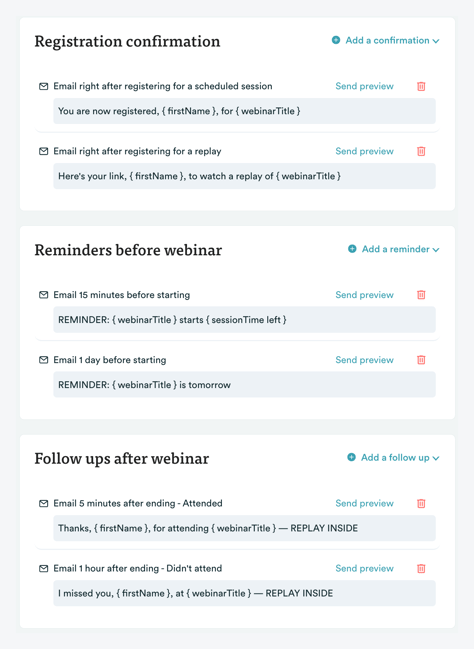 default email notifications