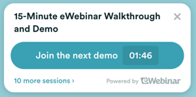 Automated webinar pop-up on eWebinar’s home page