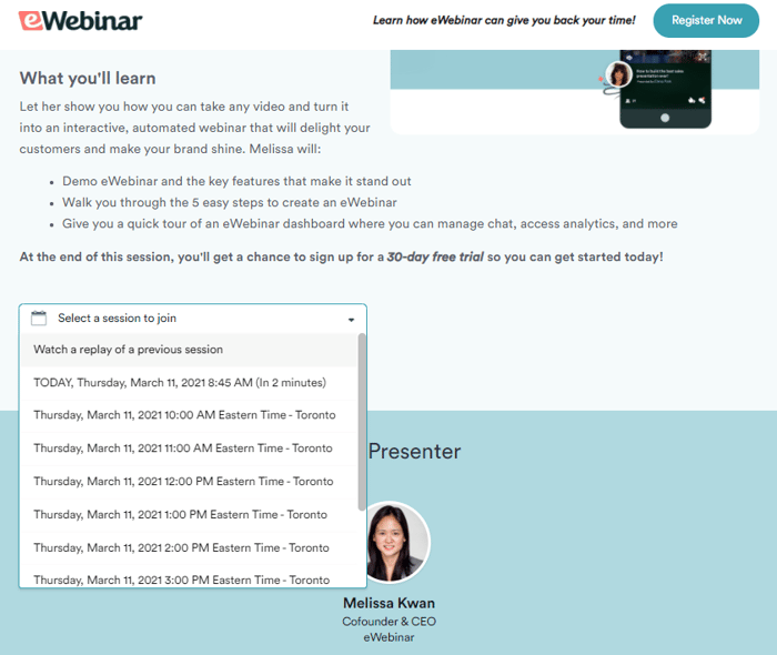 eWebinar webinar registration schedule”