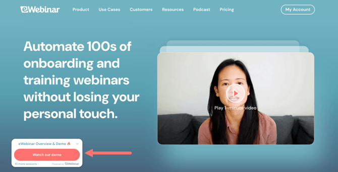 home page with pop-up widget v2