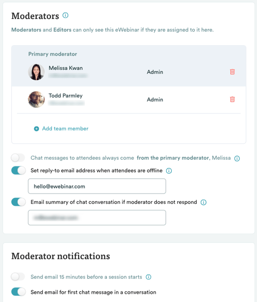 eWebinar chat settings