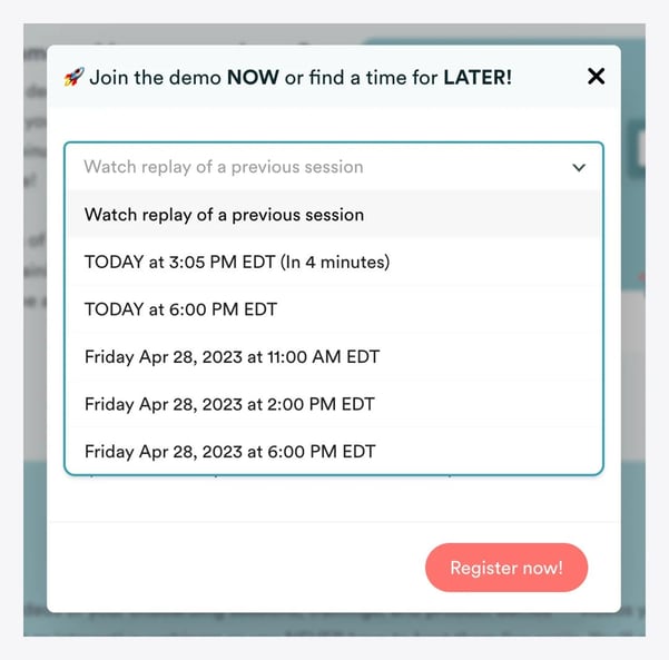 Join the demo NOW or find a time for LATER!