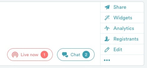 Live now button on eWebinar