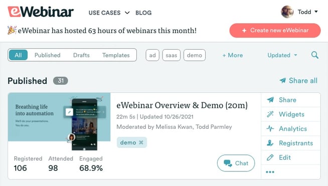 New eWebinar homepage