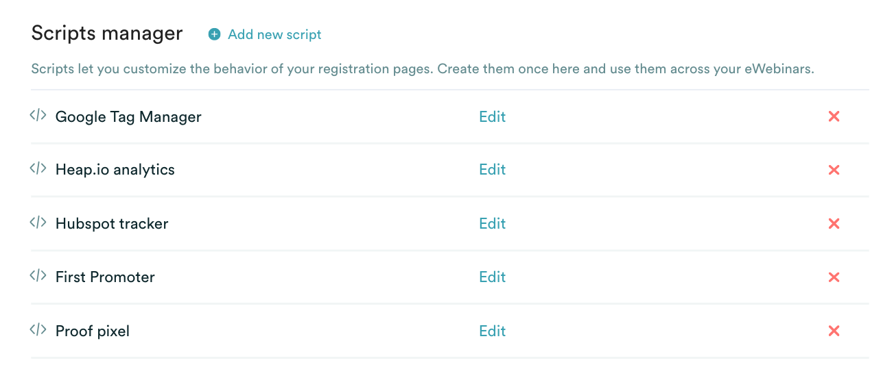 Gestionnaire de scripts montrant la liste des scripts