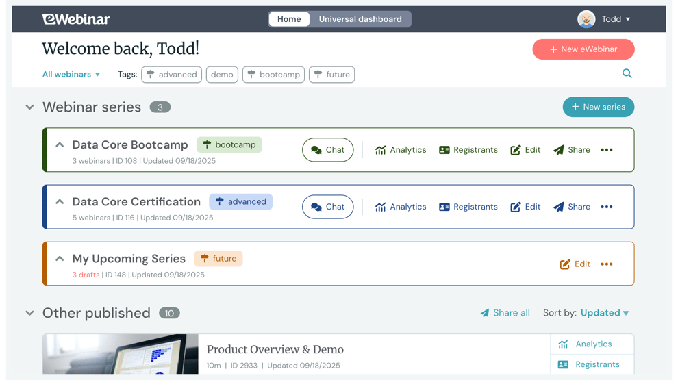 series folders on home page v3