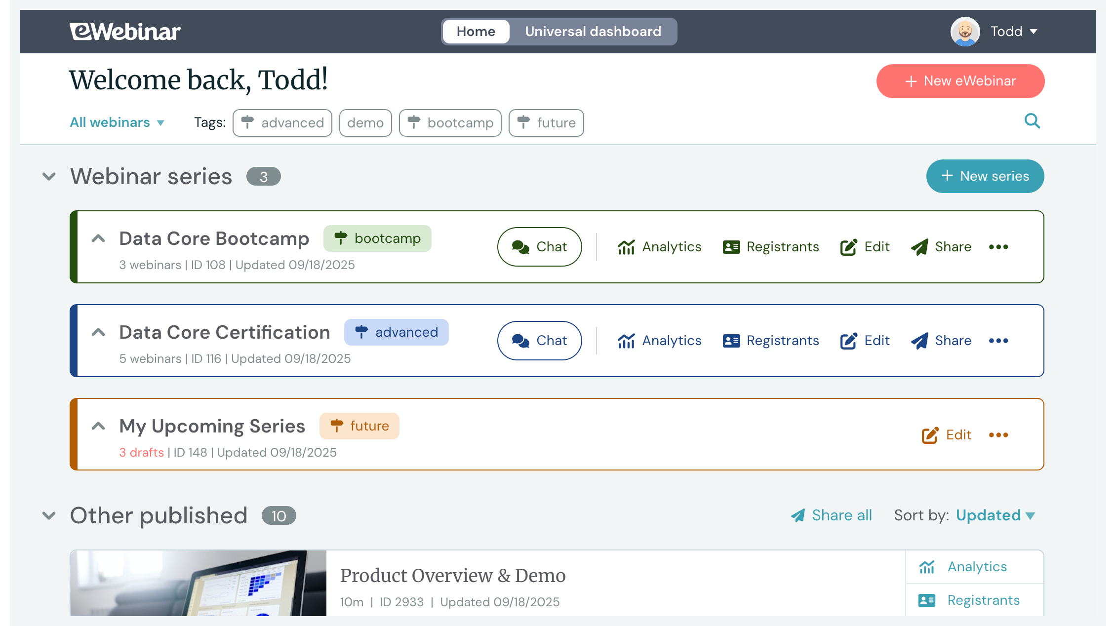 series folders on home page v3