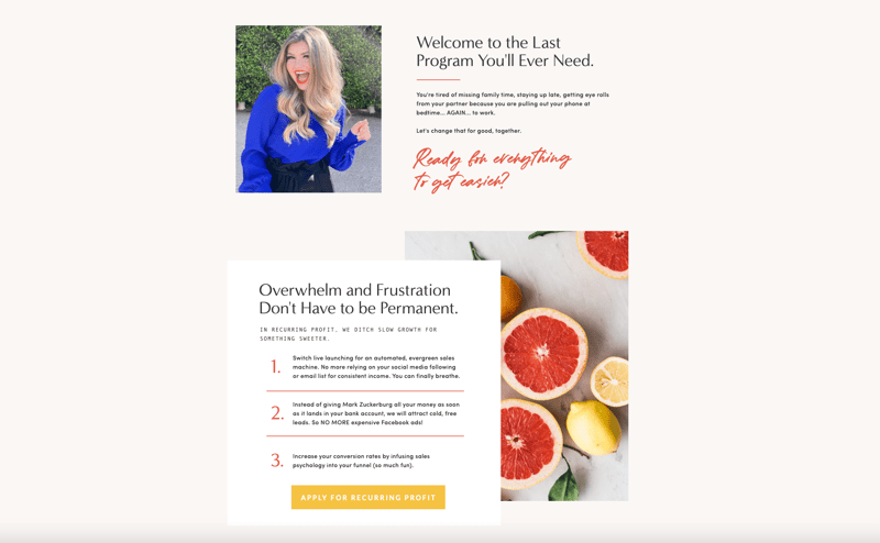 An example of a text only sales page