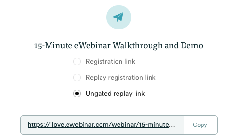 Modalité de partage avec lien de rediffusion non activé