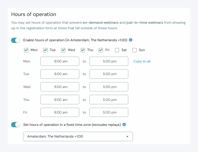 updated hours of operation