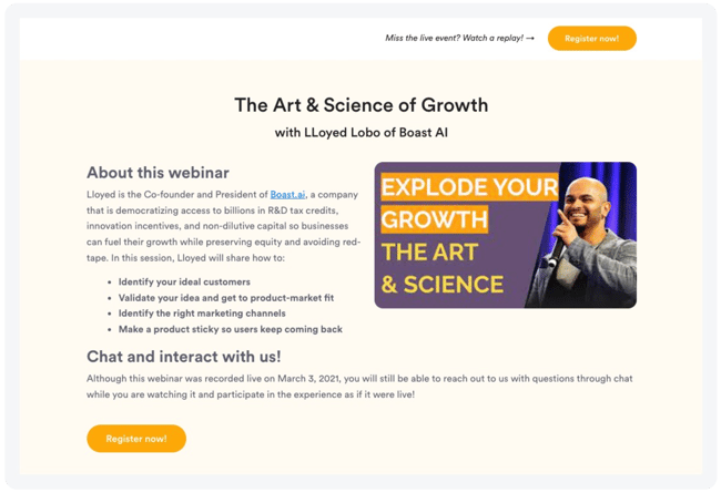 webinar replay landing page