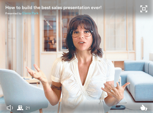 Woman hosting a webinar