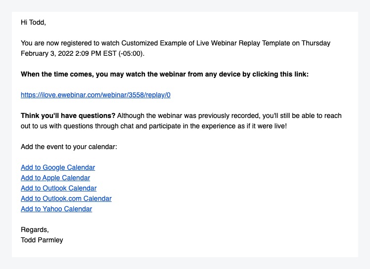 replay-template-confirmation email