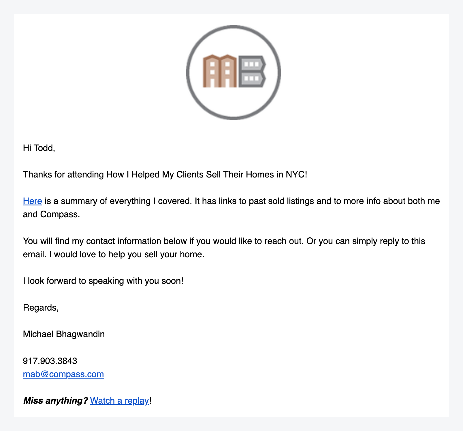 Seller lead magnet follow-up email